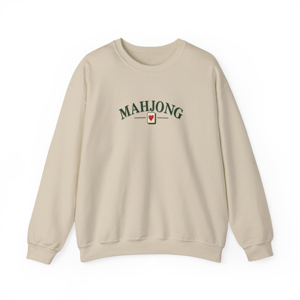 Vintage Mahjong Hoodie | Retro Arched Text Sweatshirt with Heart Tile Design | Mahjong Lover Gift