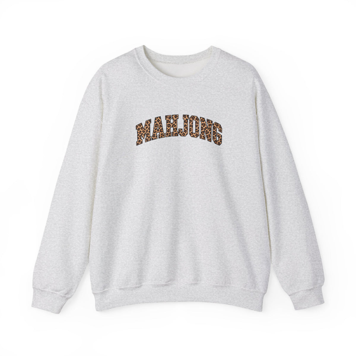 Mahjong Leopard Print Varsity Gildan Sweatshirt — Cute Leopard Mahjong Gift