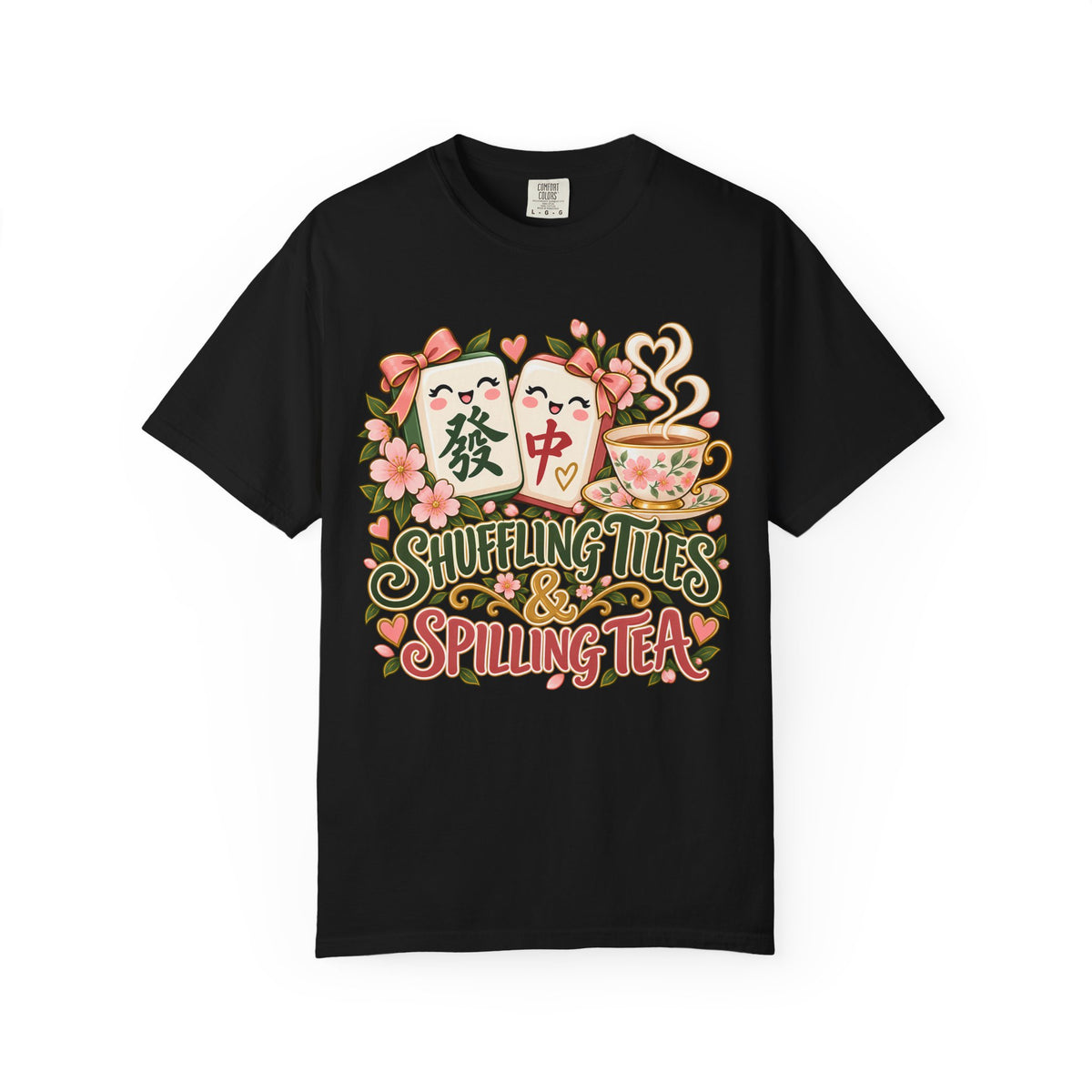Shuffling Tiles and Spilling Tea Mahjong Comfort Colors T-Shirt — Mahjong Gift