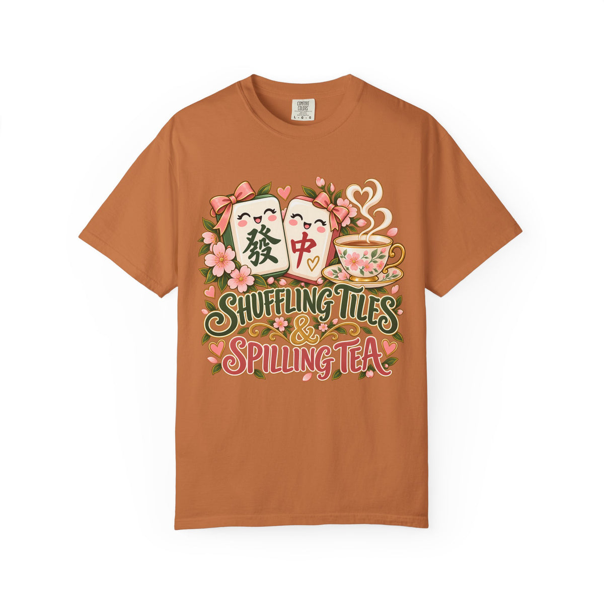 Shuffling Tiles and Spilling Tea Mahjong Comfort Colors T-Shirt — Mahjong Gift