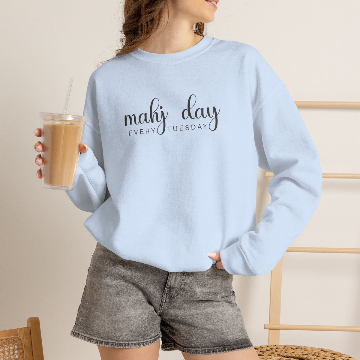 Mahj Day Every Tuesday Gildan Sweatshirt — Minimalist Mahjong Club Gift