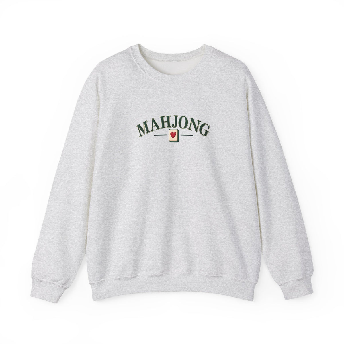Vintage Mahjong Hoodie | Retro Arched Text Sweatshirt with Heart Tile Design | Mahjong Lover Gift