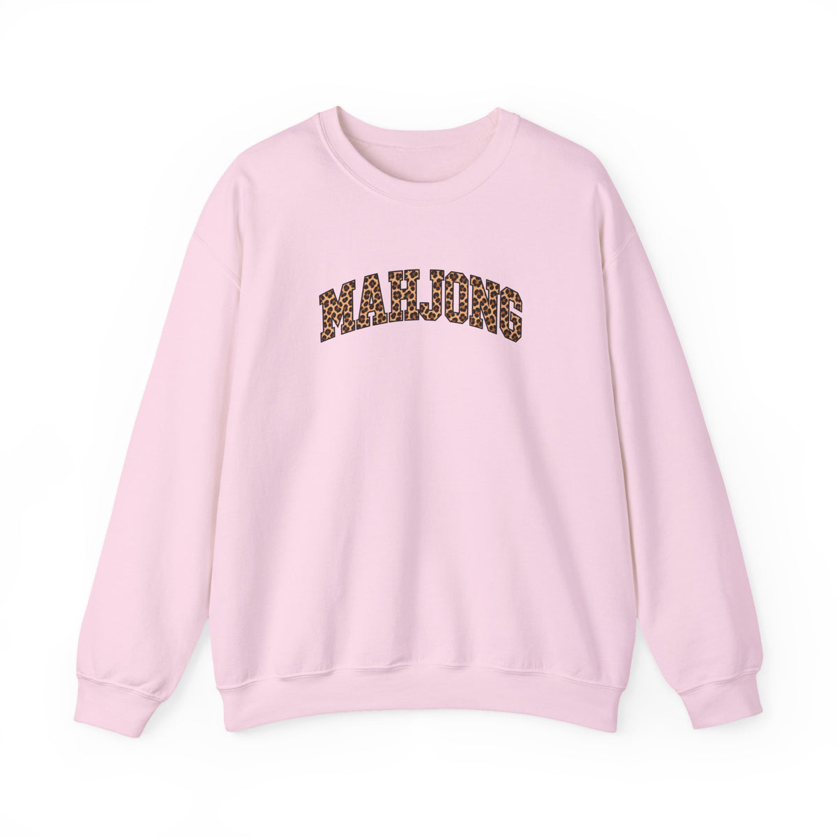 Mahjong Leopard Print Varsity Gildan Sweatshirt — Cute Leopard Mahjong Gift