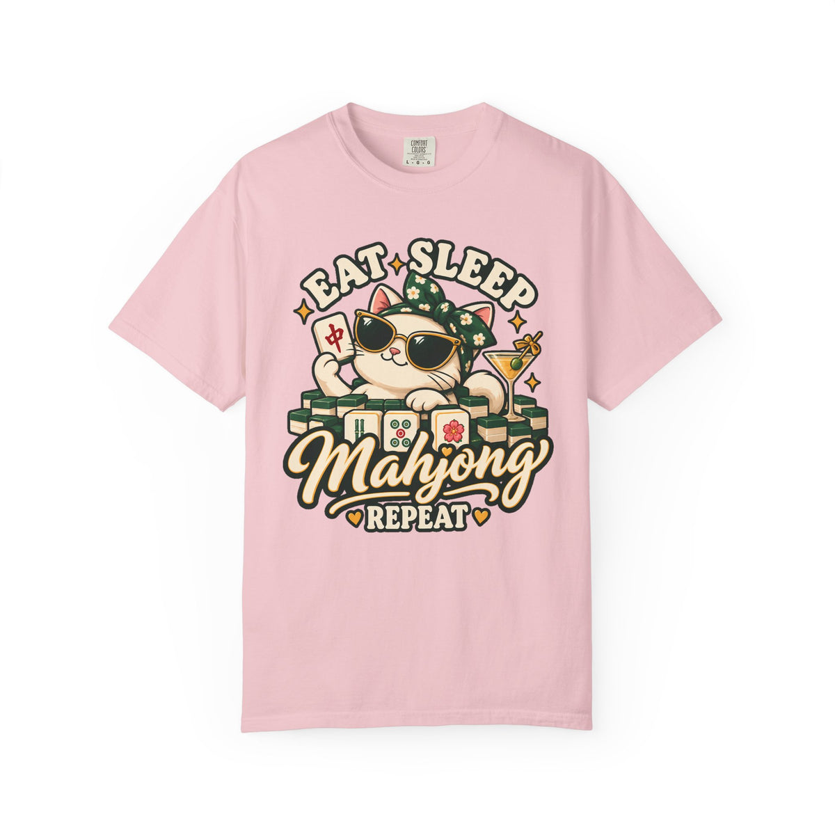 Eat Sleep Mahjong Repeat Cat T-Shirt: Funny Mahjong Gift for Her