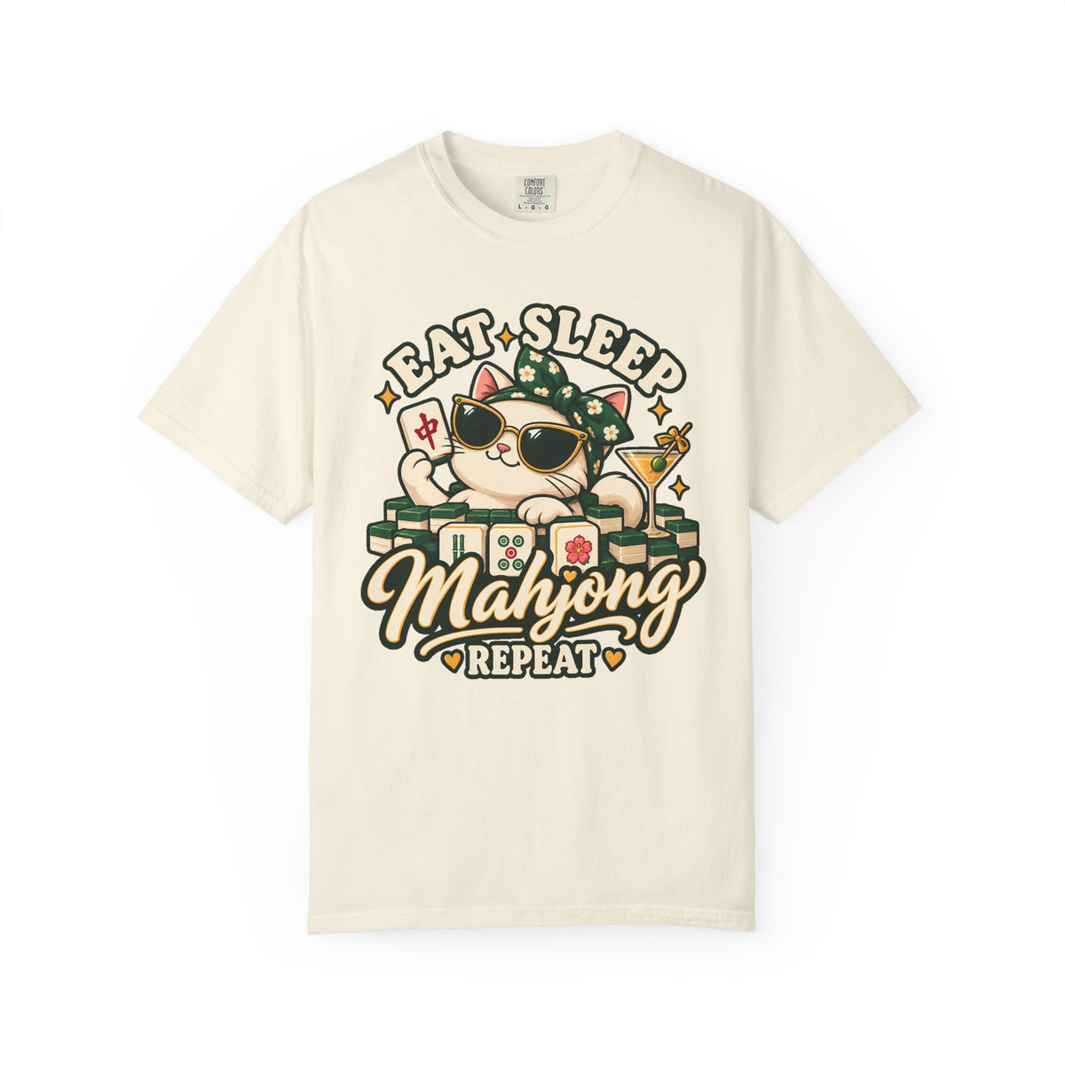 Eat Sleep Mahjong Repeat Cat T-Shirt: Funny Mahjong Gift for Her