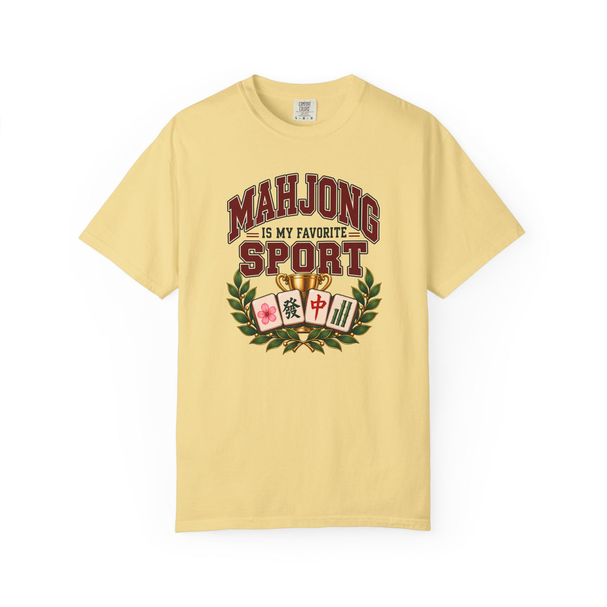 Mahjong Is My Favorite Sport Varsity Comfort Colors T-Shirt — Funny Mahjong Gift